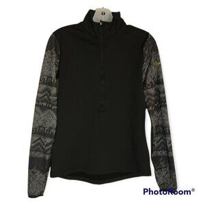 Nike Pro Womens Dri Fit Black Half Zip Pullover Size M